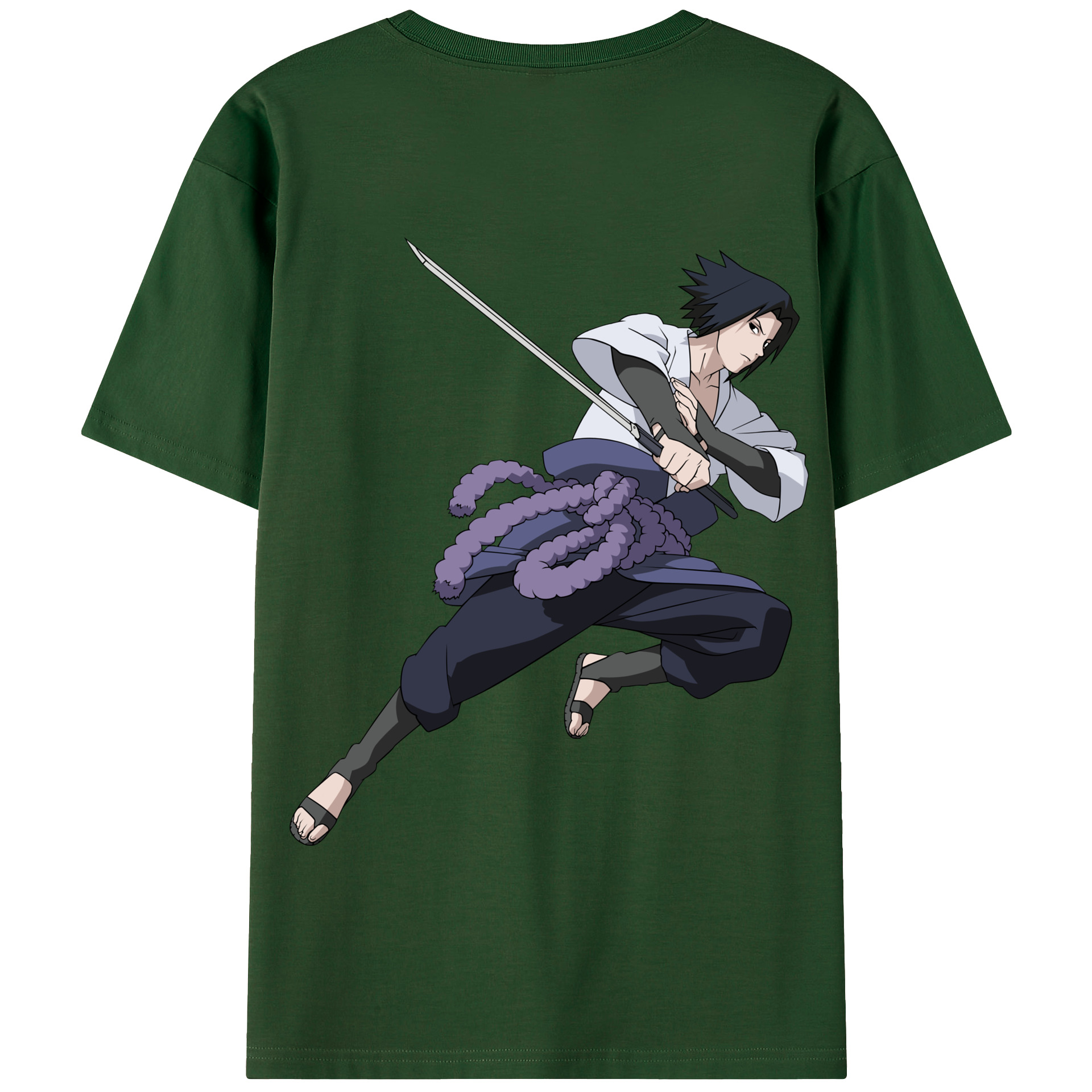 （画像用） NARUTO -ナルト- うちは サスケ Uchiha Sasuke 綿100％半袖Tシャツ（背面プリント）